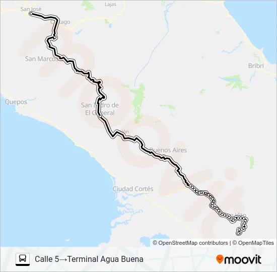 SAN JOSÉ – SAN VITO – COPA BUENA X CERRO Bus Line Map