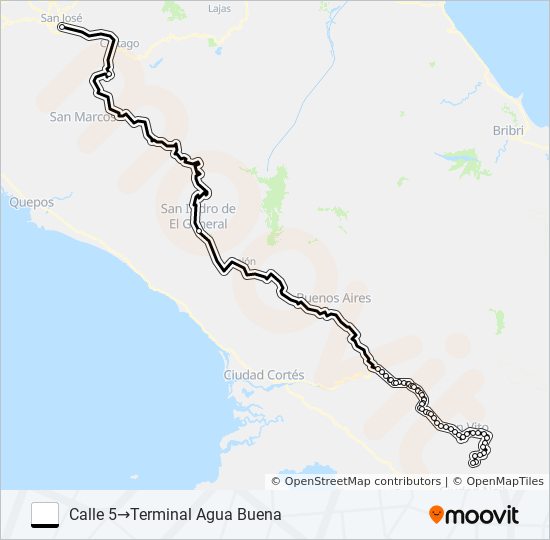 Mapa de SAN JOSÉ – SAN VITO – COPA BUENA X CERRO de autobús