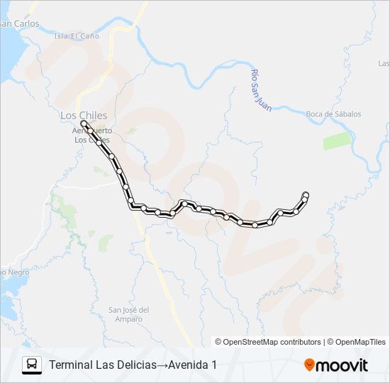 LOS CHILES  -  LAS DELICIAS bus Line Map