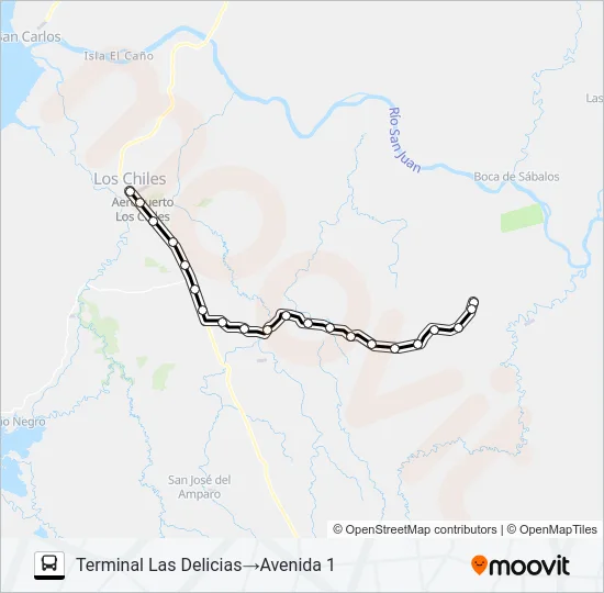 LOS CHILES  -  LAS DELICIAS Bus Line Map