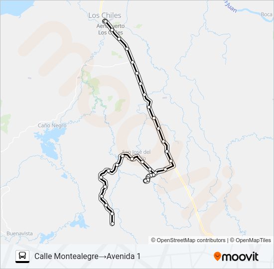 Mapa de LOS CHILES - LA UNION de autobús