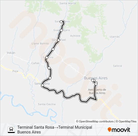 Mapa de BUENOS AIRES - SANTA ROSA de autobús