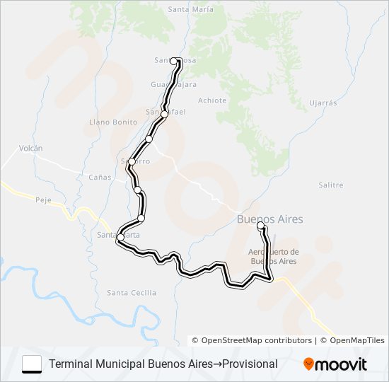 Mapa de BUENOS AIRES - SANTA ROSA de autobús