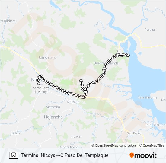 Mapa de NICOYA - PUERTO MORENO de autobús