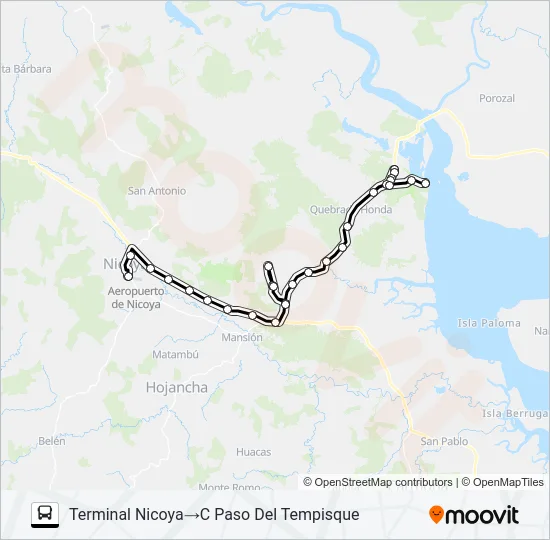 NICOYA - PUERTO MORENO Bus Line Map