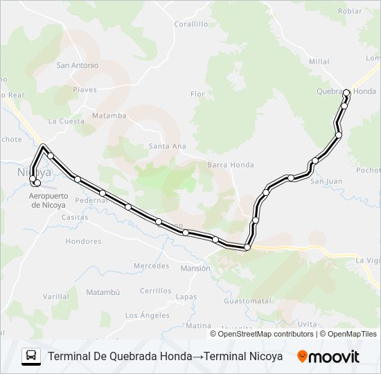 Mapa de NICOYA -  QUEBRADA HONDA de autobús