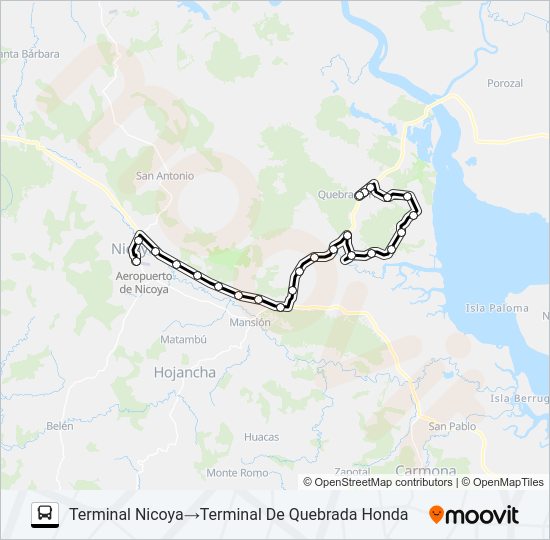 Mapa de NICOYA -  QUEBRADA HONDA de autobús
