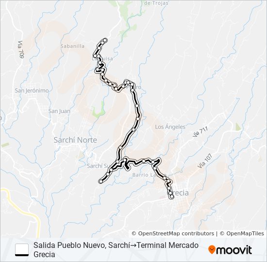 Mapa de GRECIA – ALTO CASTRO – SAN PEDRO – LA LUISA de autobús