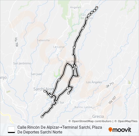 Mapa de SARCHÍ – ALTO CASTRO – SAN PEDRO – CALLE RATONCILLAL – LAS TROJAS de autobús