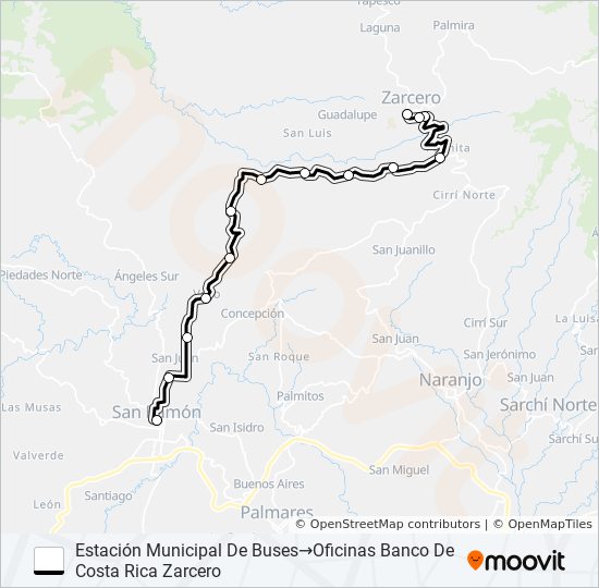 Ruta san ramon zarcero horarios, paradas y mapas Estación Municipal