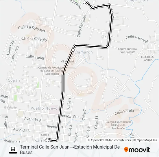 SAN RAMON - SAN JUAN - CALLE JIMENEZ Bus Line Map
