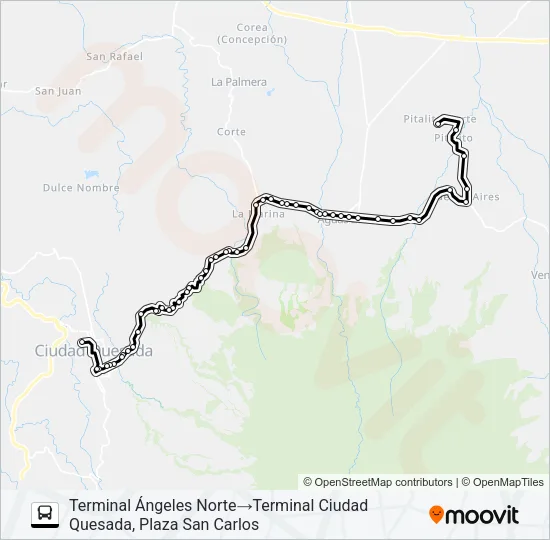 CIUDAD QUESADA - ESQUIPULAS - PITALITO - BUENOS AIRES Bus Line Map
