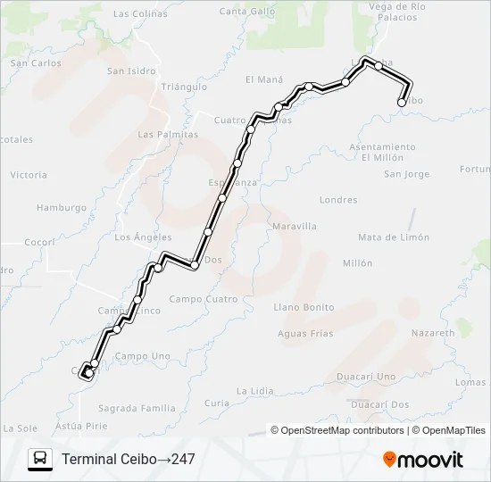 CARIARI - CEIBO Bus Line Map