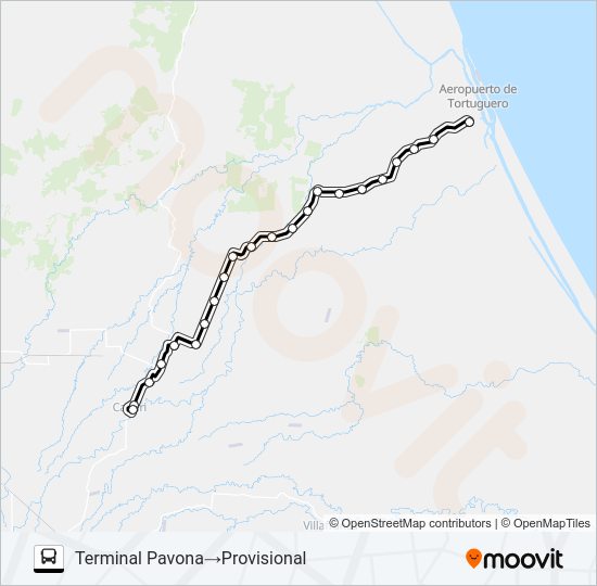 Mapa de CARIARI - PAVONA de autobús