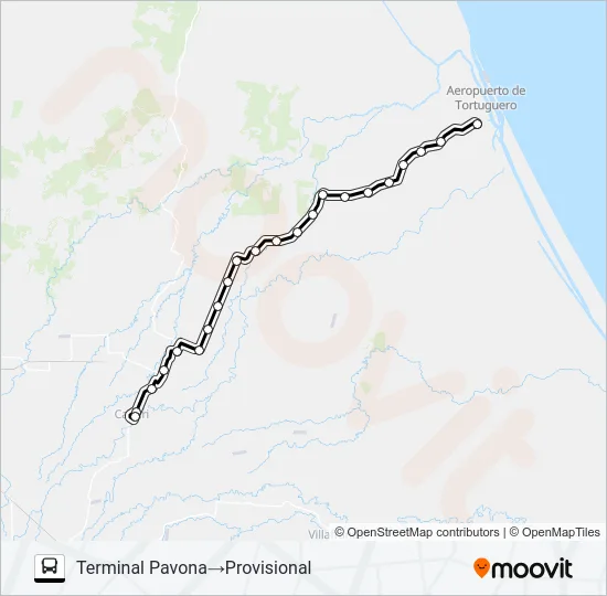 CARIARI - PAVONA Bus Line Map