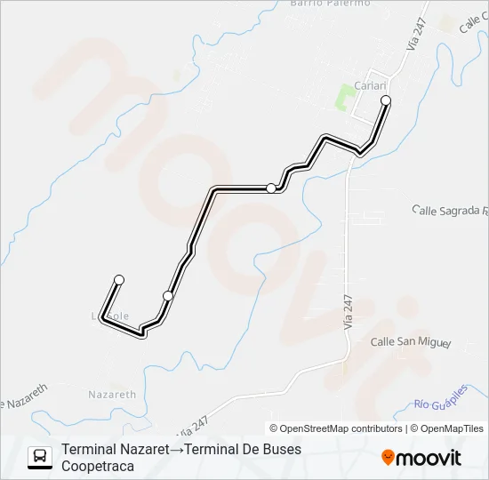 CARIARI - NAZARET Bus Line Map