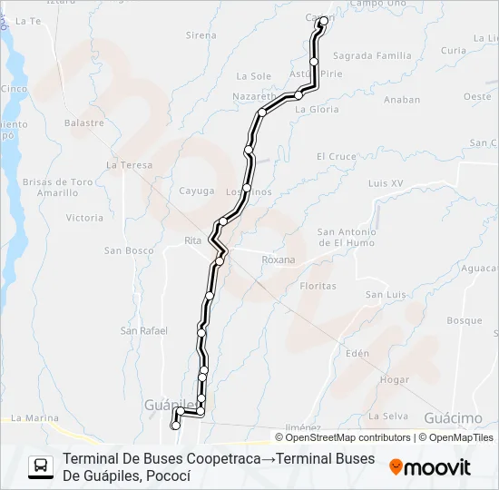 GUAPILES - CARIARI Bus Line Map