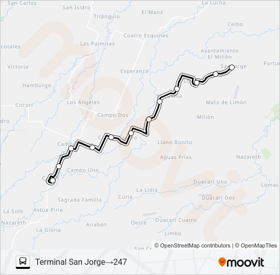 Mapa de CARIARI - SAN JORGE de autobús