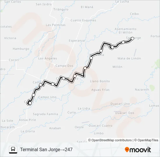 CARIARI - SAN JORGE Bus Line Map