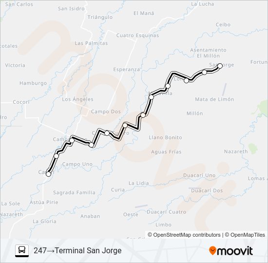 Mapa de CARIARI - SAN JORGE de autobús