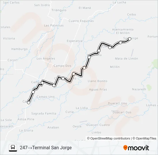 CARIARI - SAN JORGE Bus Line Map