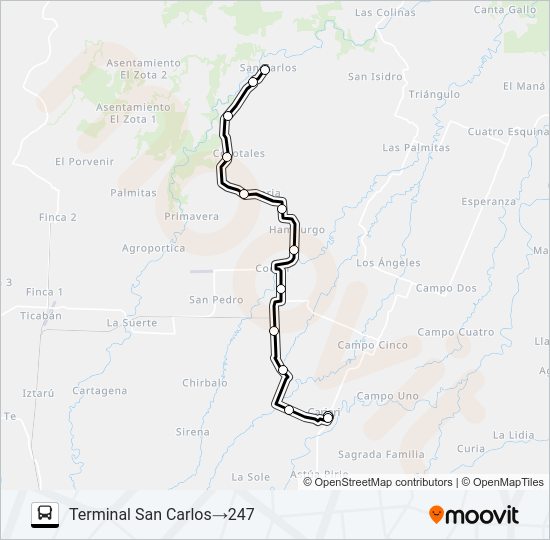 Mapa de CARIARI - SAN CARLOS de autobús