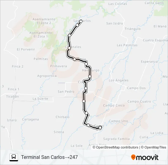 CARIARI - SAN CARLOS Bus Line Map