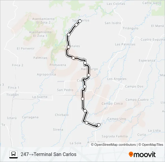 CARIARI - SAN CARLOS Bus Line Map