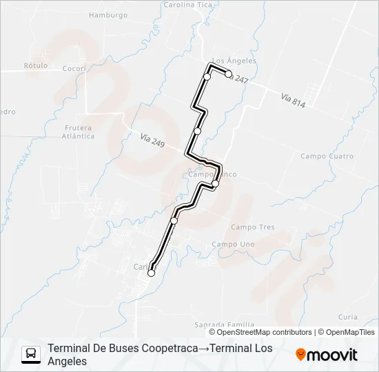 CARIARI - LOS ANGELES Bus Line Map