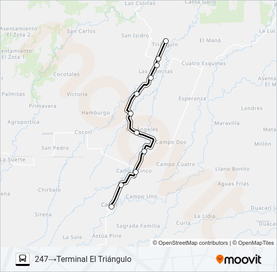 Mapa de CARIARI - EL TRIANGULO de autobús