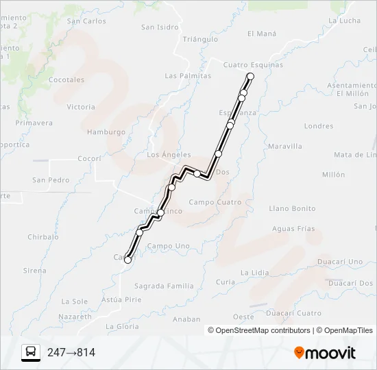 CARIARI - CUATRO ESQUINAS Bus Line Map