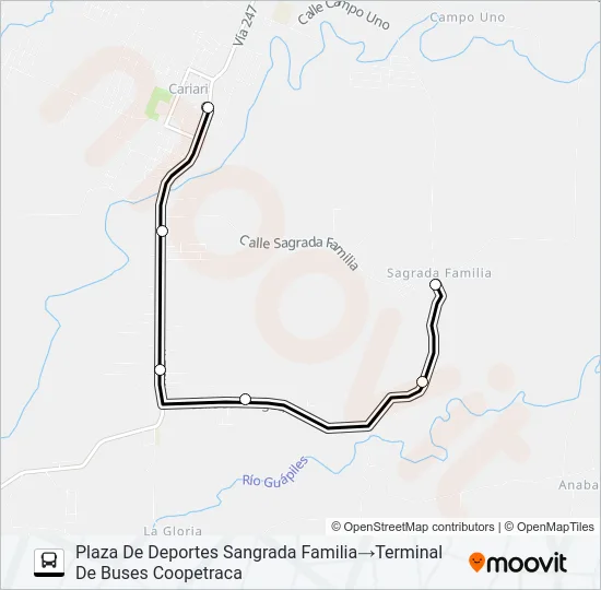 CARIARI - SAGRADA FAMILIA Bus Line Map