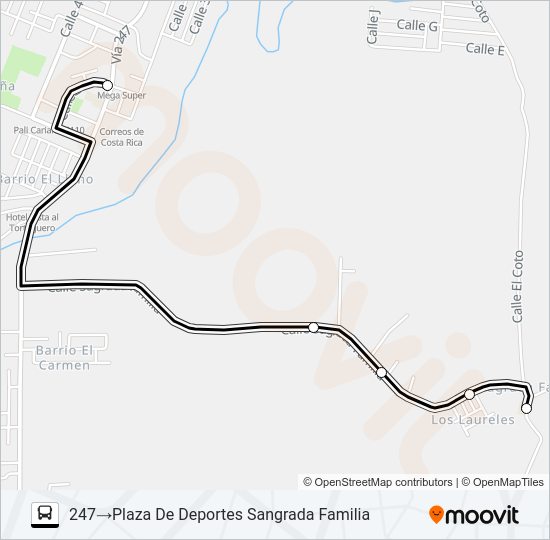 Mapa de CARIARI - SAGRADA FAMILIA de autobús