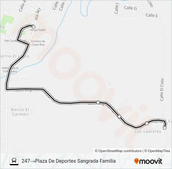CARIARI - SAGRADA FAMILIA Bus Line Map