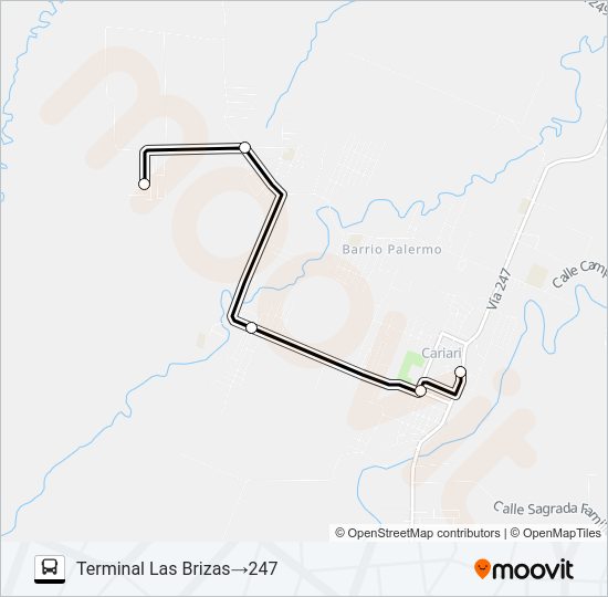 Mapa de CARIARI - BRISAS - LOS LIRIOS de autobús