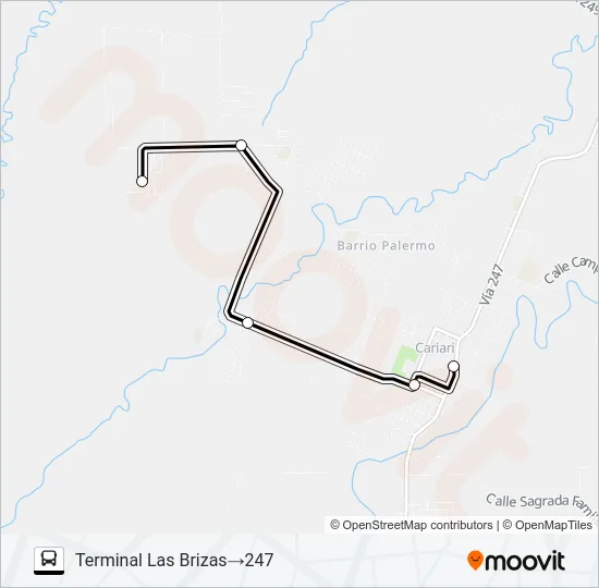 CARIARI - BRISAS - LOS LIRIOS Bus Line Map