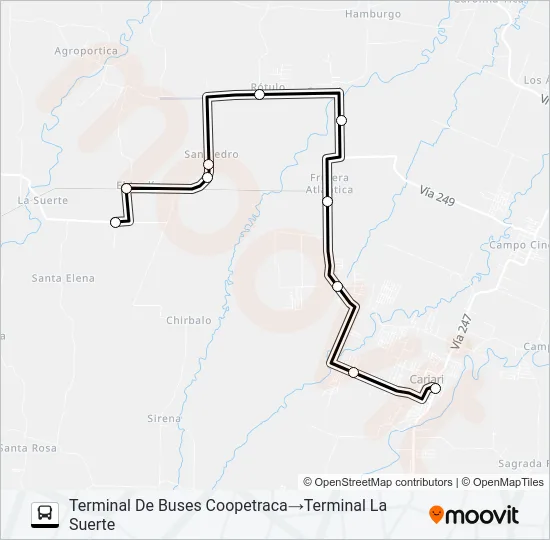 CARIARI - EL JARDIN - LA SURTE Bus Line Map