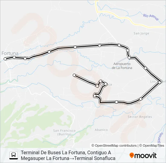 LA FORTUNA -  ZONA FLUKA Bus Line Map