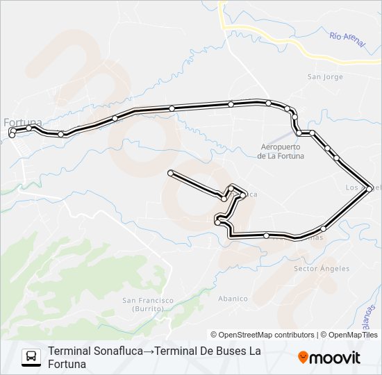 Mapa de LA FORTUNA -  ZONA FLUKA de autobús