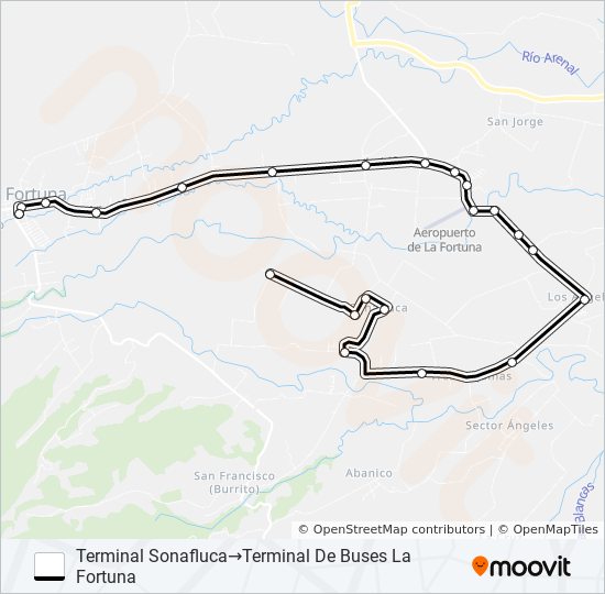 Mapa de LA FORTUNA -  ZONA FLUKA de autobús