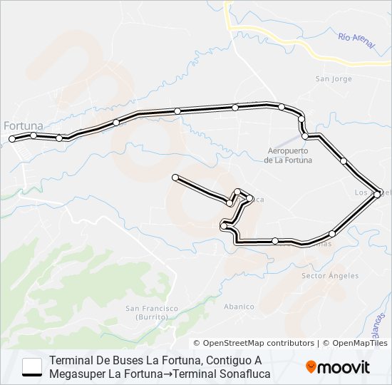 Mapa de LA FORTUNA -  ZONA FLUKA de autobús