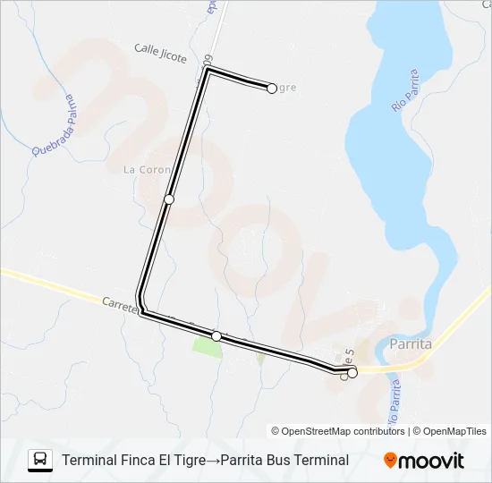 PARRITA - EL TIGRE Bus Line Map
