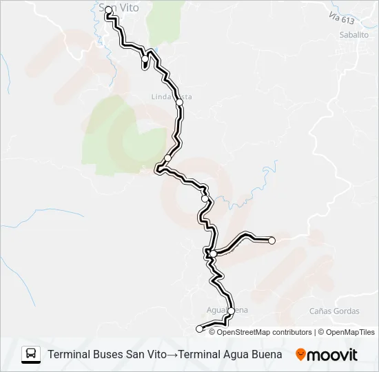 SAN VITO – AGUA BUENA – COPA BUENA Bus Line Map