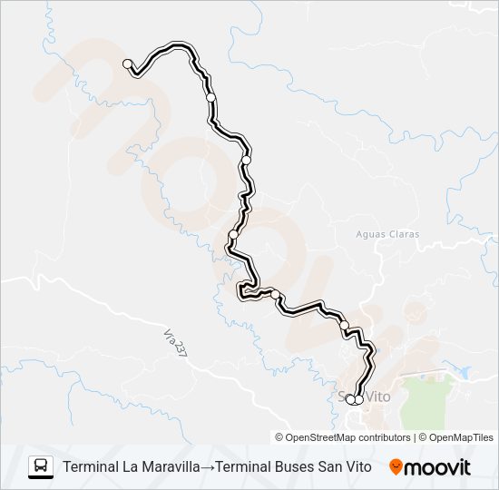 Mapa de SAN VITO – LOS REYES – LA MARAVILLA de autobús