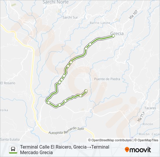 Mapa de GRECIA - LA ARGENTINA de autobús