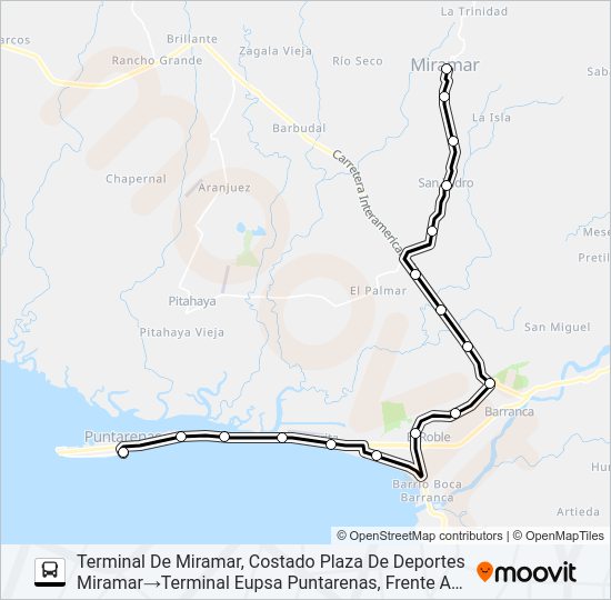 Mapa de PUNTARENAS - MIRAMAR X COSTANERA de 