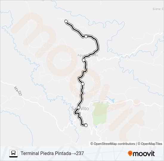 Mapa de SAN VITO - PIEDRA PINTADA X LA NIÑA de autobús
