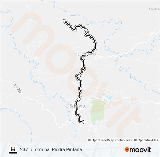 Mapa de SAN VITO - PIEDRA PINTADA X LA NIÑA de autobús