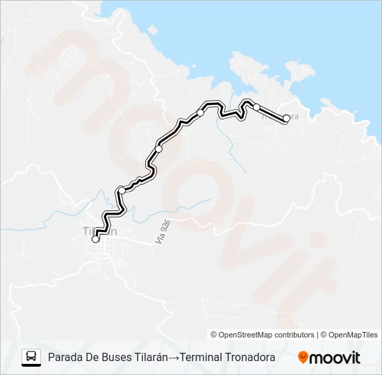 TILARAN - TRONADORA Bus Line Map