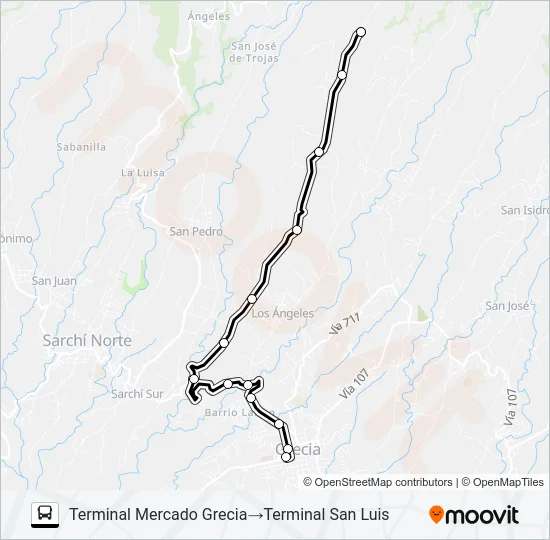GRECIA - SAN LUIS CENTRO Bus Line Map